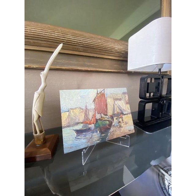 Post-Impressionist Artist, Seascape with Sailboats, 1979, Oil Painting For Sale - Image 16 of 18