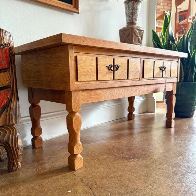 Mid-Century Modern Henning Kjærnulf Carved Oak Hall Chest, Denmark, 1970s, Attributed For Sale - Image 3 of 5