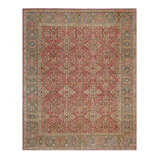 12x15 Coral Hand-Knotted Wool Geometric Floral Tapestry Traditional Carpet Rug For Sale