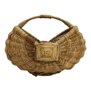 Vintage Primitive Handwoven Buttocks Style Gathering Basket