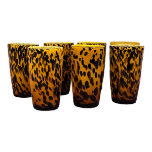 Late 20th Century Set of 7 Leopard Tumblers