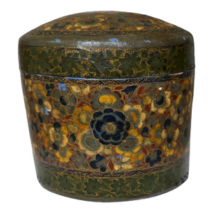 Early 20th Century Hand-Painted Kashmir Papier Mache Tobacco Cannister