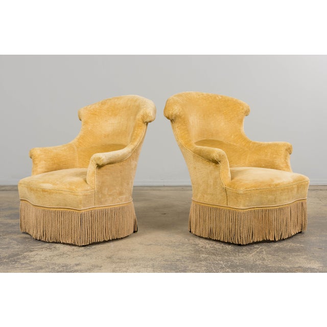19th Century French Napoleon III Armchairs W/ Buttercream Ochre Velvet - A Pair For Sale - Image 15 of 18