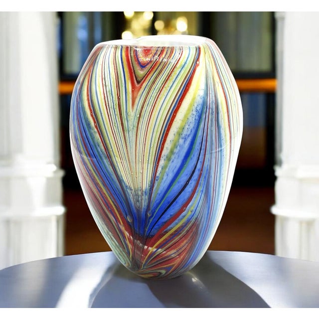 Murano Multicolor Striped Cased Glass Vase, 1960s For Sale - Image 18 of 18