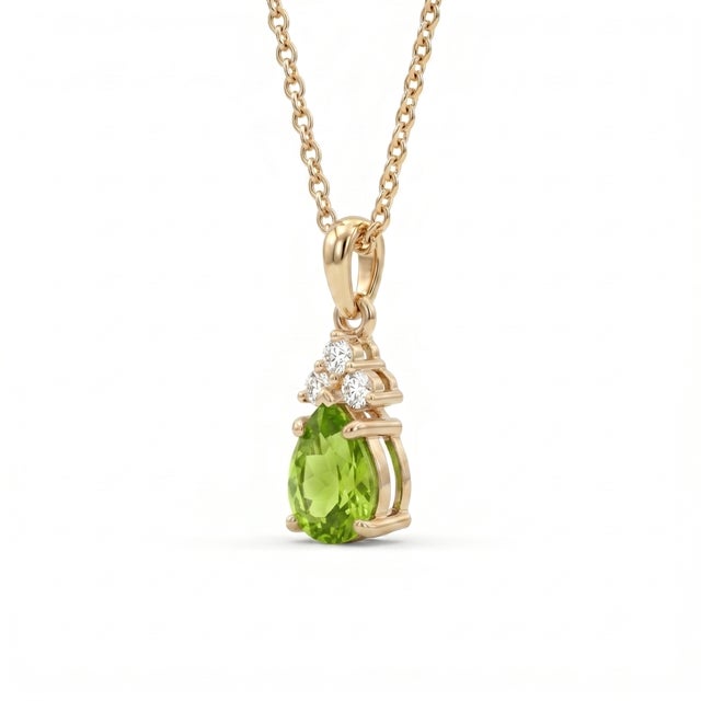 Not Yet Made - Made To Order Handmade Natural Peridot Teardrop Pendant Necklace in 18k Gold Plated For Sale - Image 5 of 5