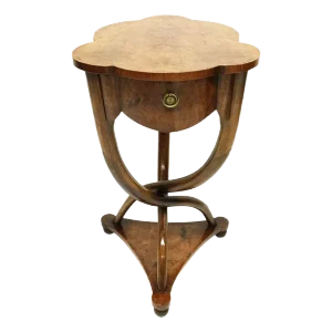Burr Walnut Side Table with Curved Legs, 20th Century