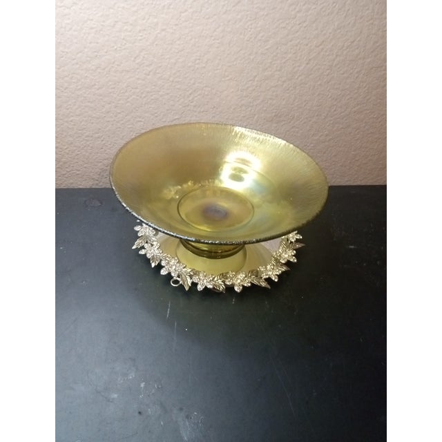 HTF Signed Louis Comfort Tiffany Favrile Iridescent Stretch Glass 8" Pedestal Bowl The product is a signed Louis Comfort...