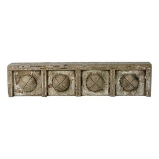 Vintage Architectural Salvage Fragment Wood Panel Painted Trim Element For Sale