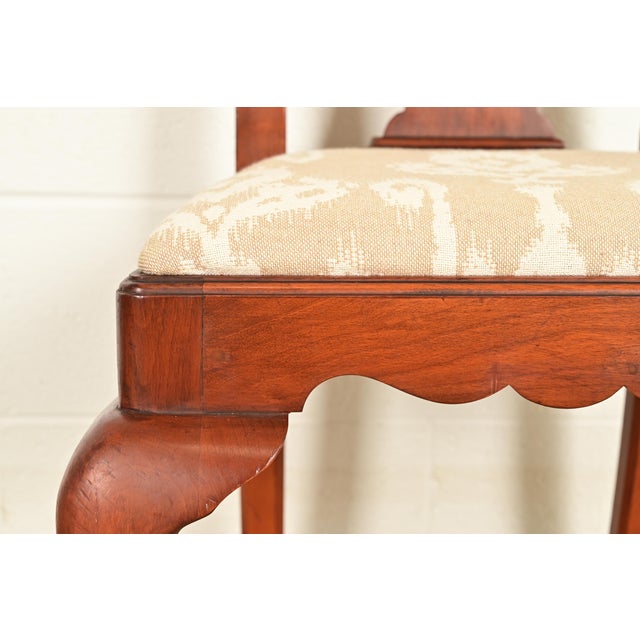 Brown Henkel Harris Queen Anne Solid Cherry Wood Side Chairs or Dining Chairs | Pair For Sale - Image 8 of 15