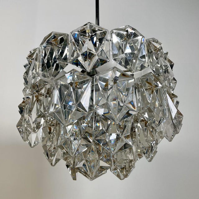 Glass Vintage Crystal Ceiling Light from Kinkeldey For Sale - Image 7 of 11