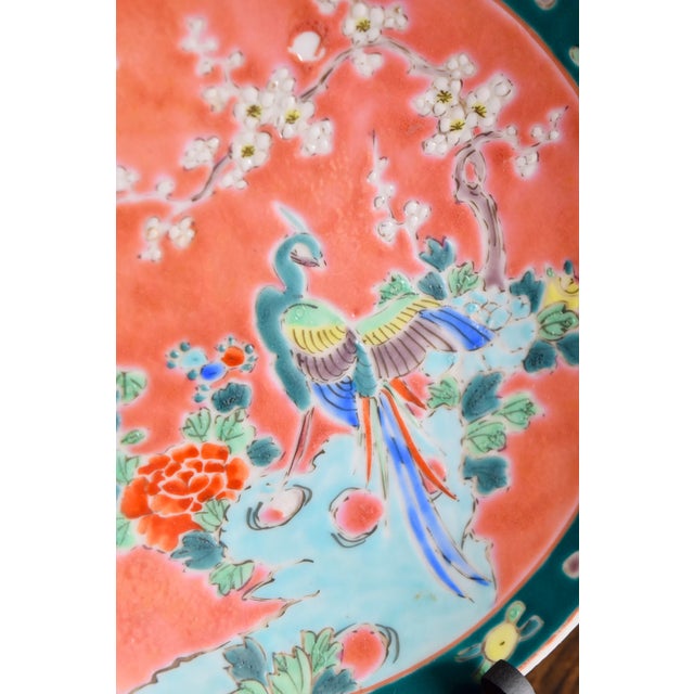 Japanese Nippon Peacock Hand-Painted Porcelain Plate For Sale In San Diego - Image 6 of 6