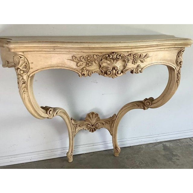 French 19th Century Louis XV Style Hand-Carved French Console Table For Sale - Image 3 of 7