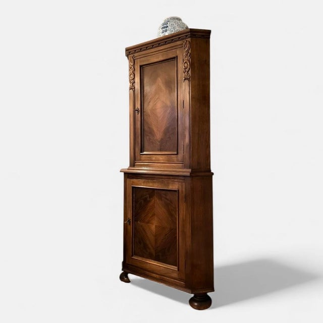 Mid-20th Century Architectural Oak Corner Cabinet, Denmark, 1950s For Sale - Image 3 of 6