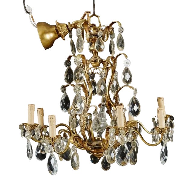 Chandelier in Brass with Eight Candleholders For Sale