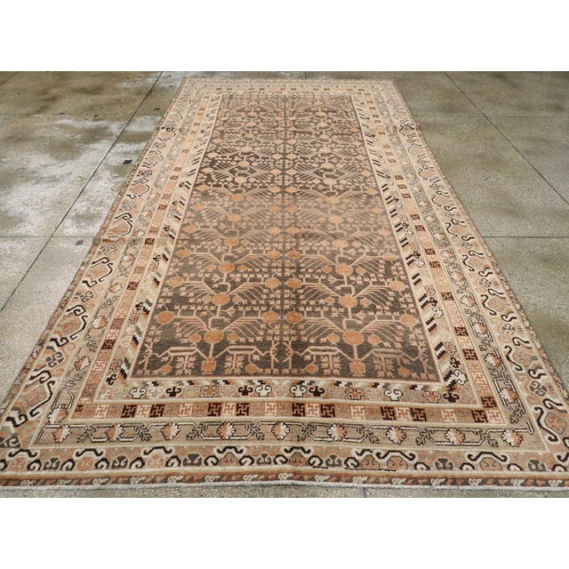 Early 20th Century Early 20th Century Handmade East Turkestan Khotan Gallery Carpet For Sale - Image 5 of 10