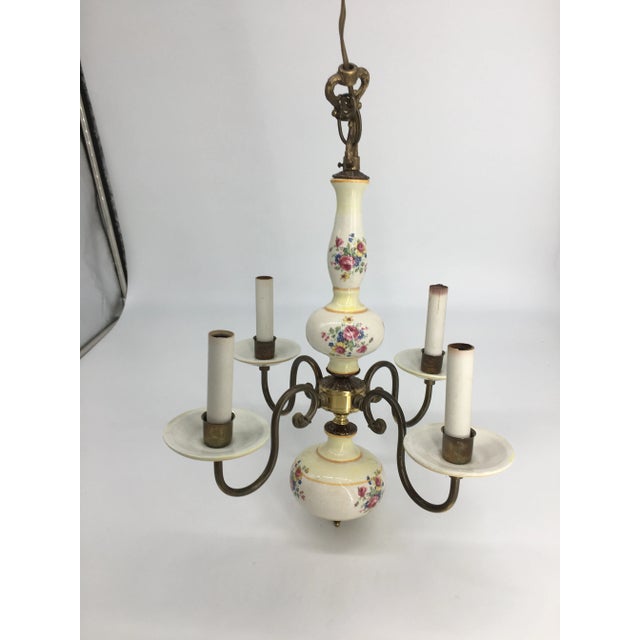 Early 20th Century Floral Porcelain Chandelier For Sale - Image 9 of 12