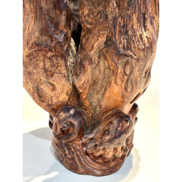 Wood Vintage Carved Japanese Vessel For Sale - Image 7 of 15