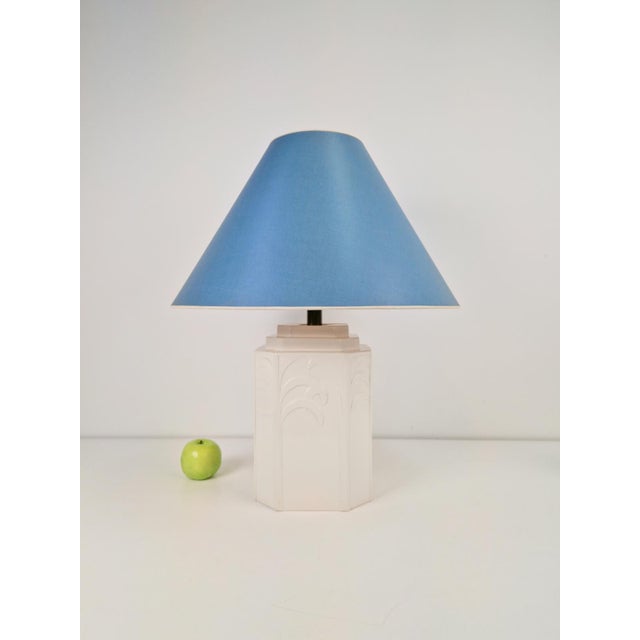White Ceramic Palm Tree Table Lamp in the style of Serge Roche, 1970s For Sale - Image 6 of 14