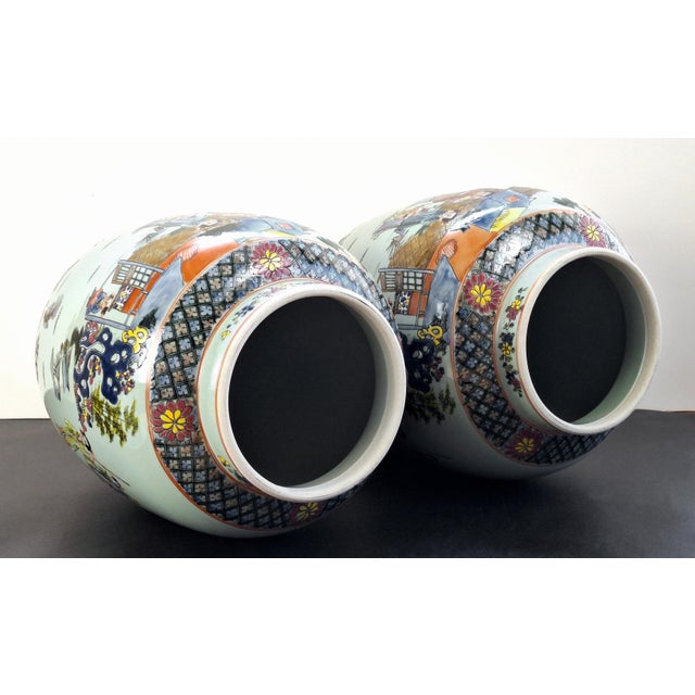 Wood Pair of Chinese Porcelain Lidded Denglongpings For Sale - Image 7 of 10