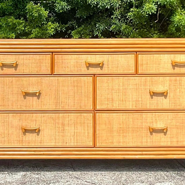 Late 20th Century Vintage Coastal Grasscloth Dresser For Sale - Image 9 of 15