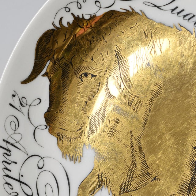 Zodiac Series Taurus Porcelain Plate from Piero Fornasetti, 1960s For Sale - Image 9 of 10