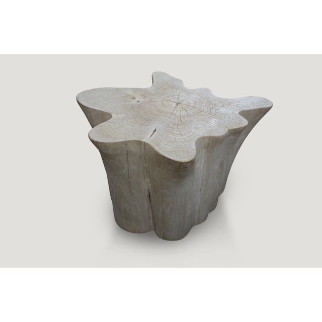 2010s Andrianna Shamaris Bleached Teak Wood Organic Side Table For Sale - Image 5 of 5