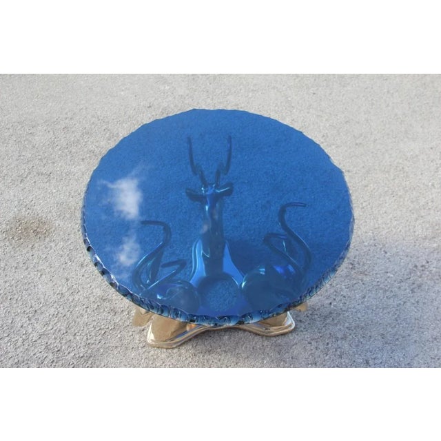 1960s Mid-Century Cobalt & Brass Deer Coffee Table, 1960s For Sale - Image 5 of 18