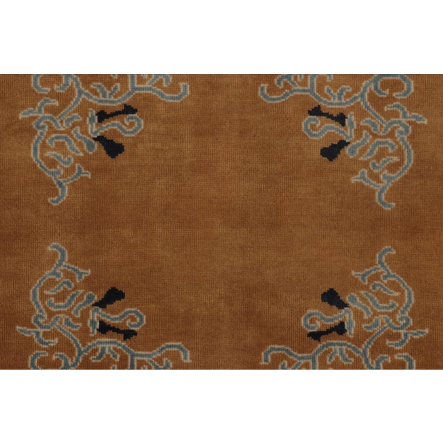 Rug & Kilim’s Chinese Art Deco Inspired Rug, Brown With Greek Key Border For Sale In New York - Image 6 of 7