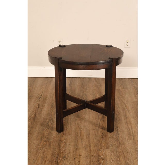 Early Gustav Stickley Mission Oak 26 Inch Round Table #439 For Sale - Image 15 of 18