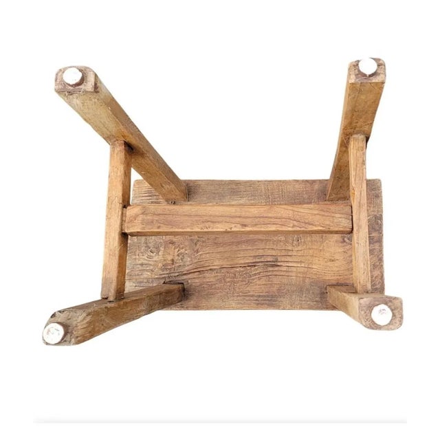 Mid 19th Century 19th Century Chinese Elm Rustic Primitive Brutalist Stool For Sale - Image 5 of 6