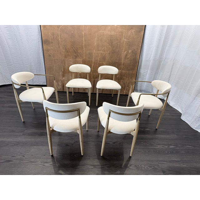 Restoration Hardware Restoration Hardware Arno Fabric Dining Chairs Complete Set of 6 | 4 Side Chairs & 2 Armchairs For Sale - Image 4 of 18