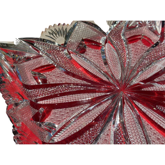Large Antique American Brilliant Cut Glass Square Serving Bowl Platter Tray For Sale In Los Angeles - Image 6 of 7