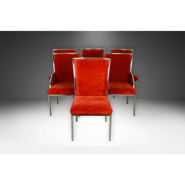 Mid century chrome dining chairs by contemporary shell, two arm chairs and four side chairs. Stunning, attractive set of...