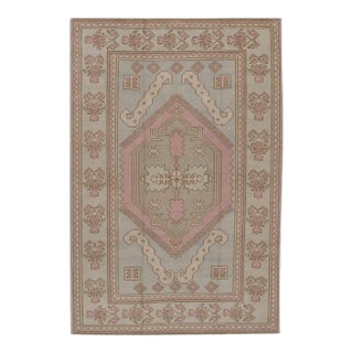 Vintage Circa 1940 Turkish Oushak Area Rug 4'7 X 6'7 For Sale