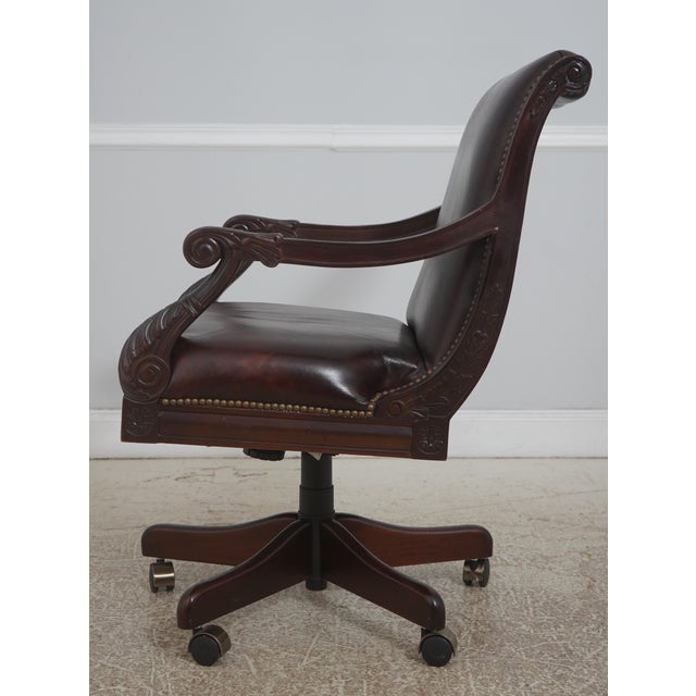 Traditional Sam Moore Rolling Leather Desk Chair For Sale - Image 3 of 18