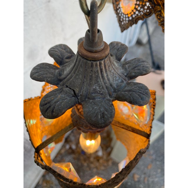 50s Jeweled Filigree Moroccan Inspired Chandelier For Sale - Image 9 of 12