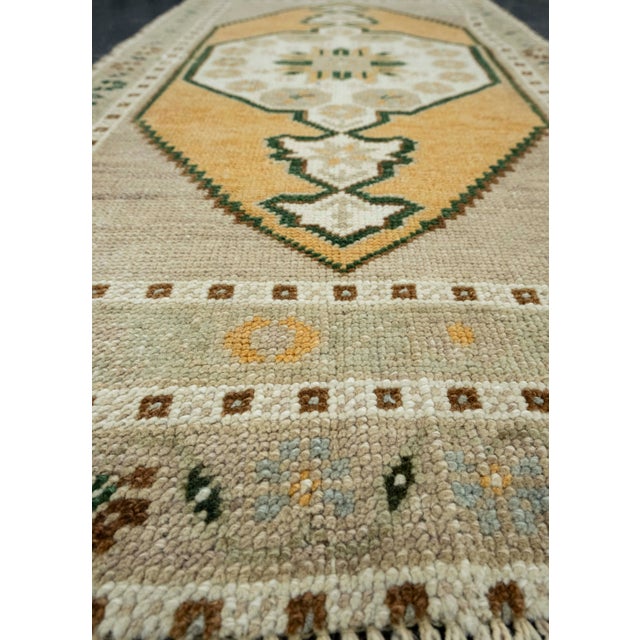 Early 21st Century Turkish Mini Rug Oriental Hand Knotted Vintage Rug 1'10" x 3'8" #16269 For Sale - Image 5 of 8