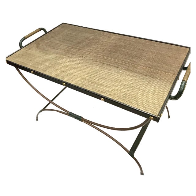 Leather Wounded Coffee Table by Jacques Adnet, 1950 For Sale