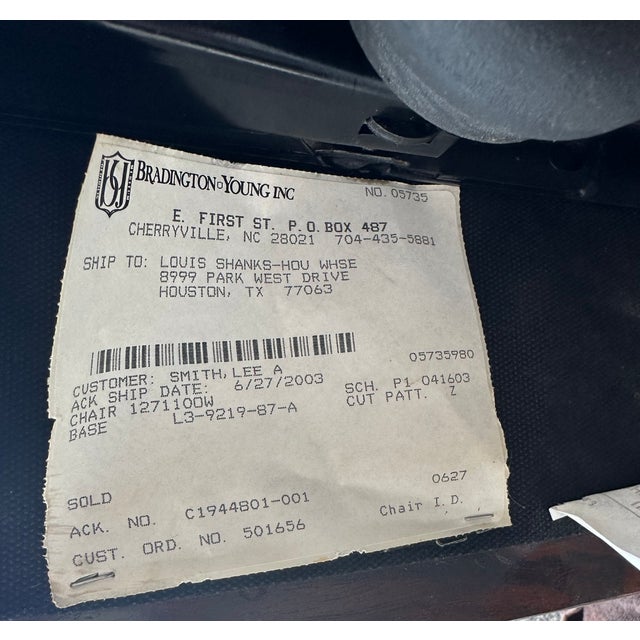 Vintage Bradington Young Executive Office Chair Leather Seat For Sale - Image 12 of 12