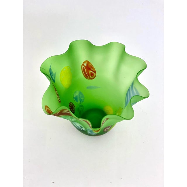 Green Art Glass Handkerchief Vase For Sale - Image 8 of 9
