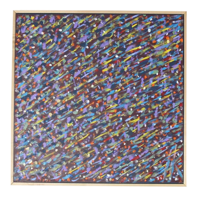 Blue Modern Square Abstract Painting by Herman Hershel Kahan For Sale - Image 8 of 8