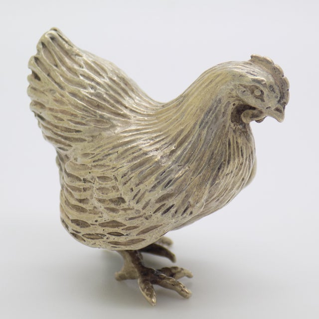 Vintage Italian Handmade Genuine Silver Hen Large Figurine Detailed Collectible For Sale - Image 6 of 10