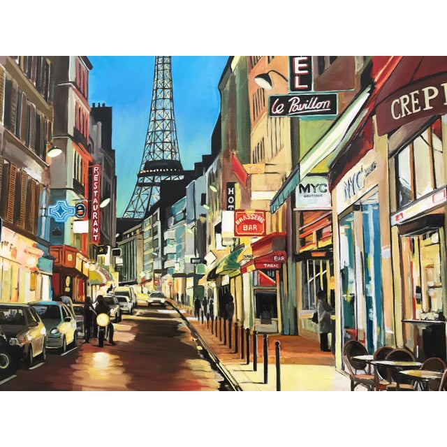 Contemporary Limited Edition Print of Paris Café With Eiffel Tower France by British Artist Angela Wakefield For Sale - Image 3 of 7