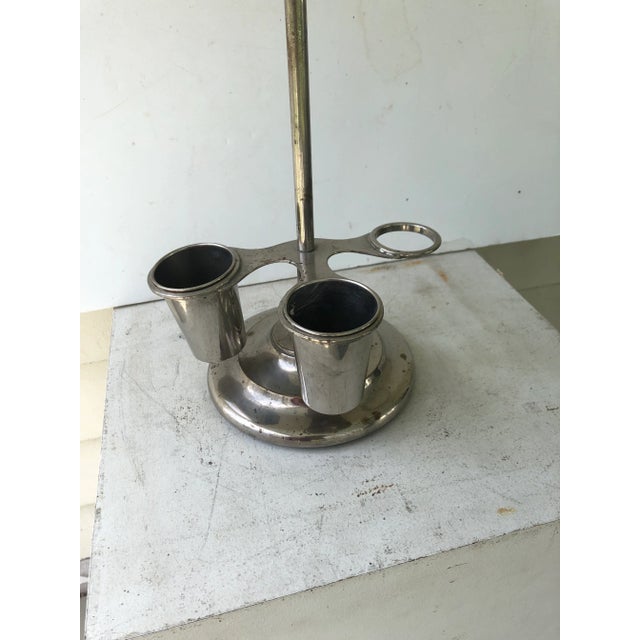 1900 - 1909 Antique 1900s Edwardian Adjustable Pewter Shaving Mirror For Sale - Image 5 of 6