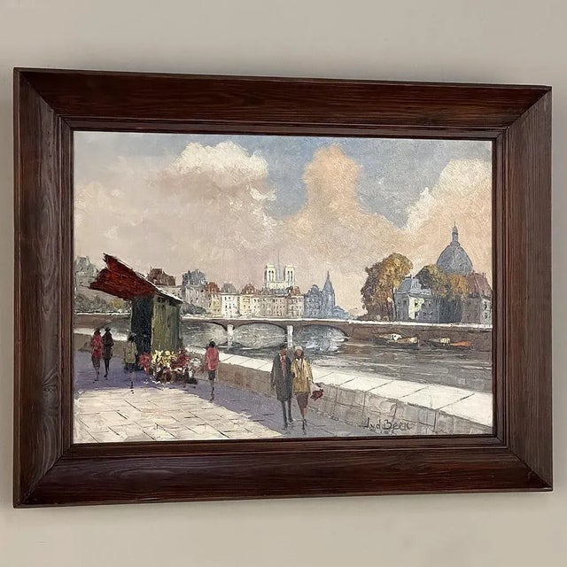 Impressionist Vintage Framed Oil Painting on Canvas by J. Van Der Berk For Sale - Image 3 of 13