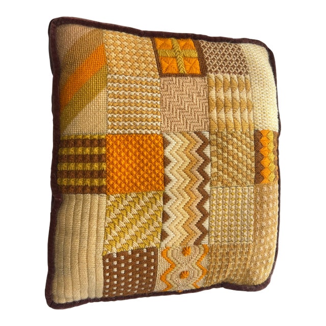 MCM Vintage Hand Crocheted Pillow For Sale