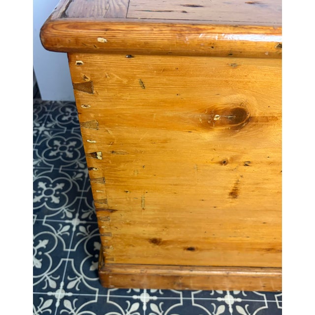 Brown Large Antique 19th Century Large Victorian Pine Trunk Blanket Box For Sale - Image 8 of 17