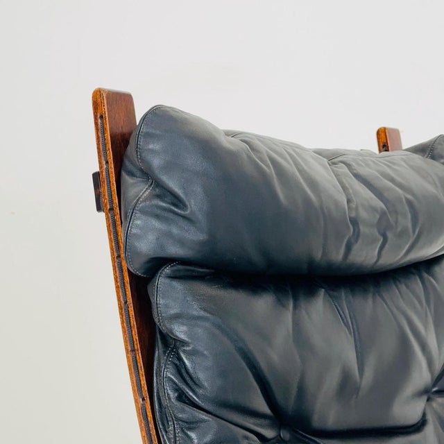 Black Mid-Century Lounge Chair Siesta and Its Ottoman by Ingmar Relling, Westnofa Furniture, Norway 1960s For Sale - Image 8 of 11