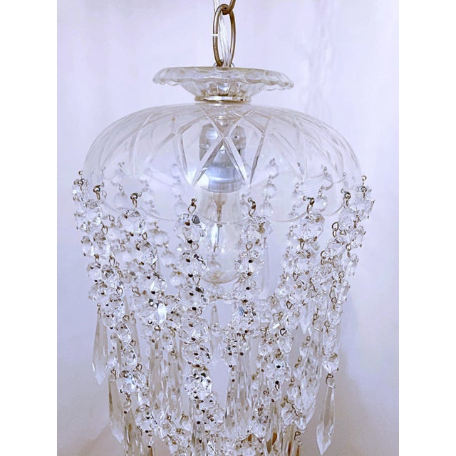 Hollywood Regency Vintage 1960s Parachute Chandelier With Hand Cut Glass Dome For Sale - Image 3 of 6