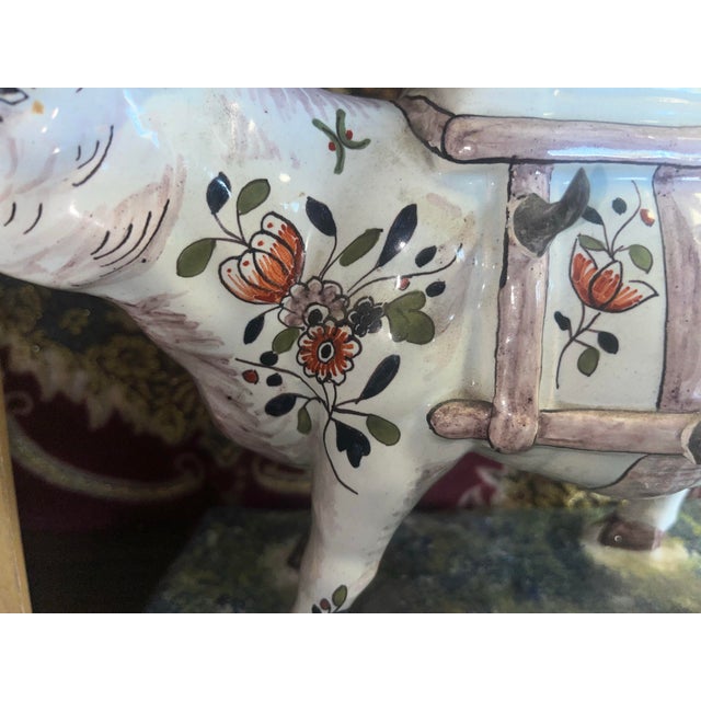 Mid 20th Century French Painted Faience Cow Creamer Dispenser For Sale - Image 4 of 7
